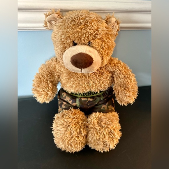 Build a bear teddy with camo shorts clothes lot of 2 plush toys - Picture 1 of 4